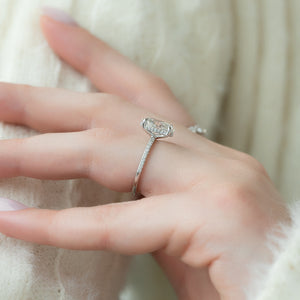 The Sarah Set With A 1 Carat Oval 14K White Gold Lab Diamond