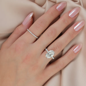 The Sarah Set With A 1 Carat Oval 14K White Gold Lab Diamond