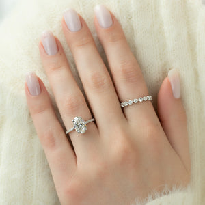 The Sarah Set With A 1 Carat Oval 14K White Gold Lab Diamond