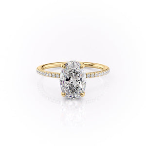 The Sarah Set With A 2 Carat Oval 14K Yellow Gold Lab Diamond