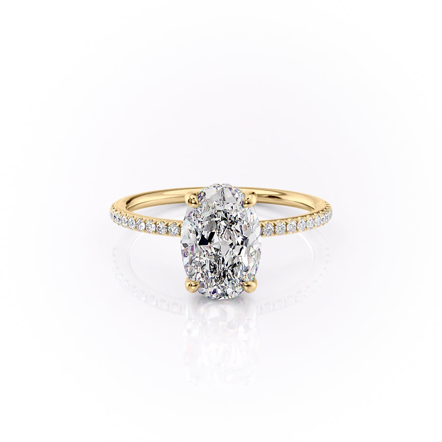 The Sarah Set With A 1 Carat Oval 18K Yellow Gold Lab Diamond