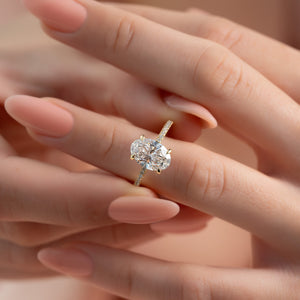 The Pave Sarah Set With A 1 Carat Oval 18K Yellow Gold Lab Diamond