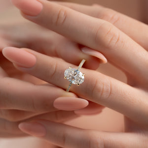 The Sarah Set With A 1 Carat Oval 18K Yellow Gold Lab Diamond