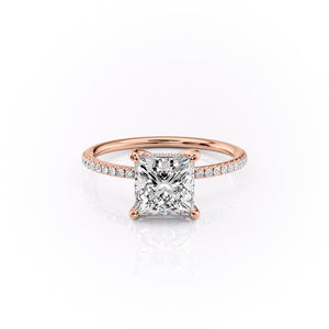 The Sarah Set With A 1.5 Carat Princess 14K Rose Gold Lab Diamond