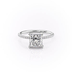 The Sarah Set With A 2.5 Carat Princess 18K White Gold Lab Diamond