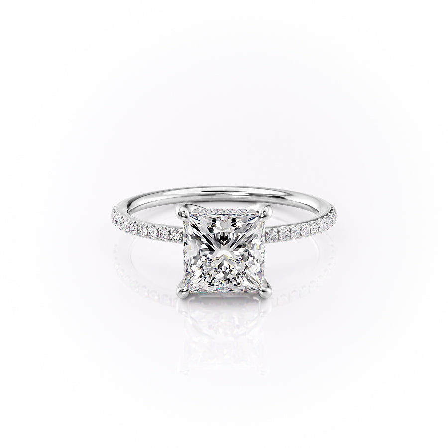 The Sarah Set With A 1 Carat Princess 14K White Gold Lab Diamond