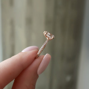 The Pave Sarah Set With A 1 Carat Pear 14K Rose Gold Lab Diamond