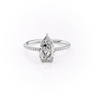 The Sarah Set With A 2.5 Carat Pear 14K White Gold Lab Diamond