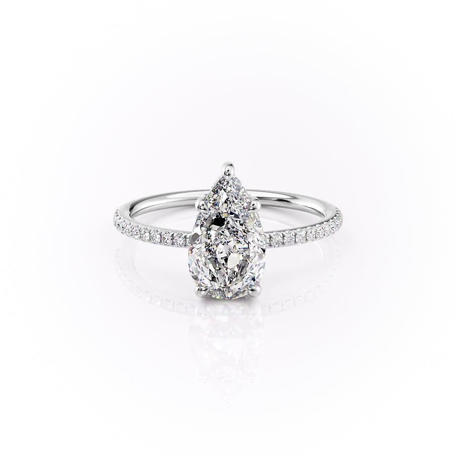 The Sarah Set With A 1.5 Carat Pear 14K White Gold Lab Diamond