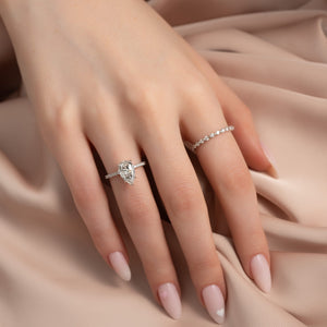 The Pave Sarah Set With A 1 Carat Pear 14K White Gold Lab Diamond