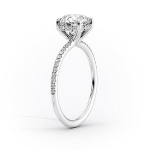 The Pave Sarah Set With A 3 Carat Marquise 14K White Gold Lab Diamond