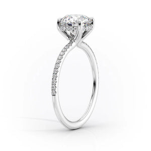 The Sarah Set  With A 4 Carat Oval 14K White Gold Moissanite
