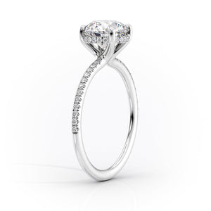 The Pave Sarah Set With A 2 Carat E. Cushion 14K White Gold Lab Diamond