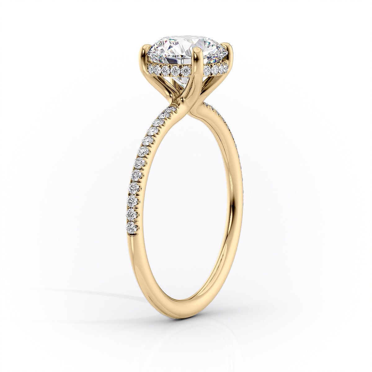 The Sarah Set With A 1 Carat Cushion 18K Yellow Gold Lab Diamond