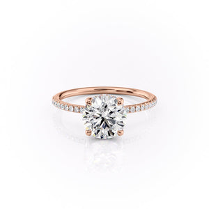 The Sarah Set With A 1 Carat Round 14K Rose Gold Lab Diamond