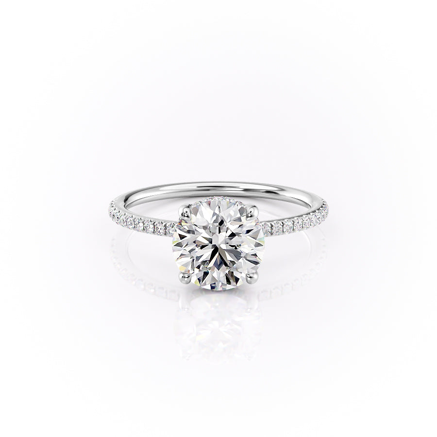 The Sarah Set  With A 3 Carat Round 18K White Gold Moissanite