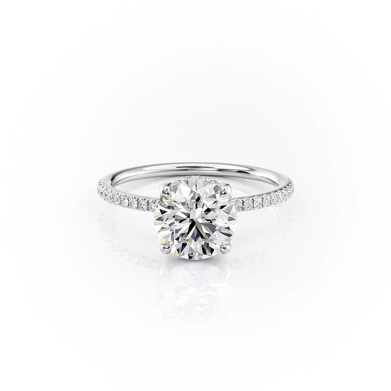 The Sarah Set  With A 4 Carat Oval 18K White Gold Moissanite