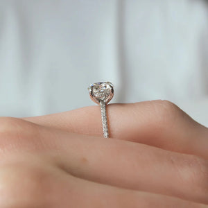 The Sarah Set  With A 2 Carat Oval 14K White Gold Moissanite