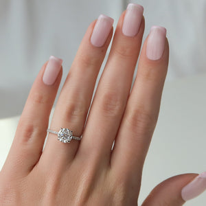 The Pave Sarah Set With A 1 Carat Round 14K White Gold Lab Diamond