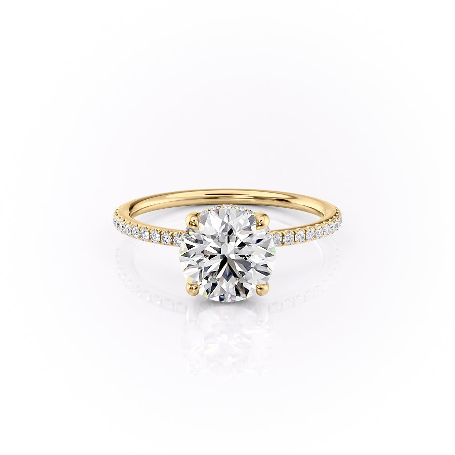 The Sarah Set With A 2.5 Carat Round 18K Yellow Gold Lab Diamond