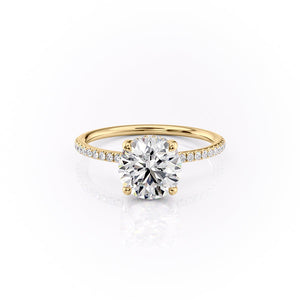 The Sarah Set With A 1 Carat Round 18K Yellow Gold Lab Diamond