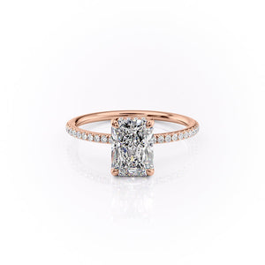 The Sarah Set With A 1.5 Carat Radiant 14K Rose Gold Lab Diamond