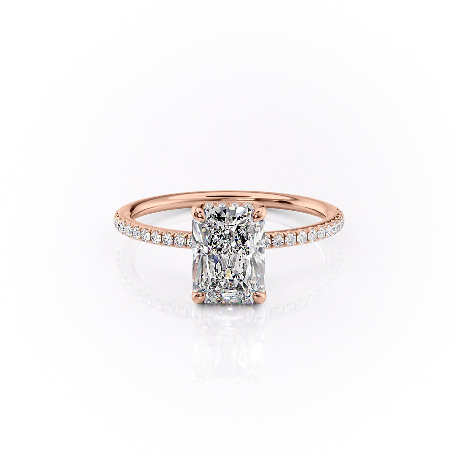 The Sarah Set With A 1 Carat Radiant 14K Rose Gold Lab Diamond