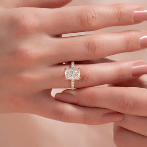 The Sarah Set With A 1 Carat Radiant 18K Yellow Gold Lab Diamond