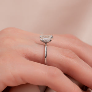 The Lily Set  With A 2.5 Carat Emerald 14K White Gold Moissanite