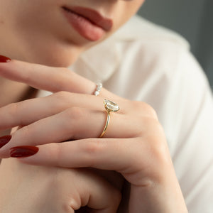 The Lily Set  With A 3.5 Carat Emerald 18K Yellow Gold Moissanite