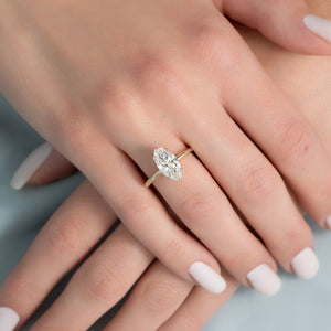 The Lily Set  With A 2.5 Carat Marquise 14K Yellow Gold Moissanite