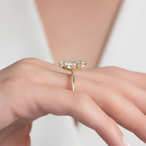 The Lily Set  With A 2.5 Carat Marquise 14K Yellow Gold Moissanite