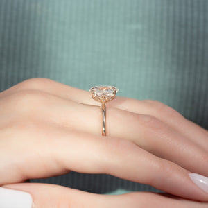 The Lily Set  With A 2.5 Carat Oval 14K Rose Gold Moissanite