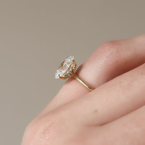 The Lily Set  With A 2.5 Carat Oval 18K Yellow Gold Moissanite