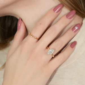 The Lily Set  With A 2.5 Carat Oval 18K Yellow Gold Moissanite