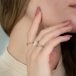 The Lily Set  With A 2.5 Carat Oval 18K Yellow Gold Moissanite
