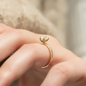 The Lily Set  With A 2.5 Carat Pear 14K Yellow Gold Moissanite