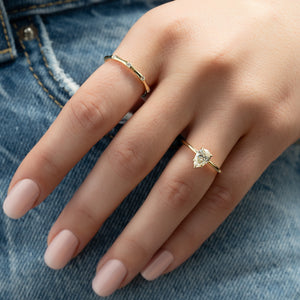 The Lily Set  With A 2.5 Carat Pear 14K Yellow Gold Moissanite