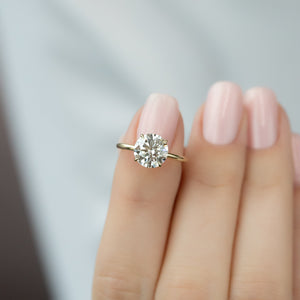 The Lily Set  With A 3.5 Carat Round 18K Yellow Gold Moissanite