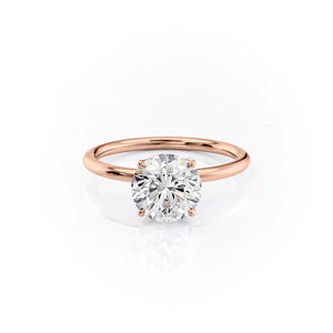 The Lily Set With A 2.5 Carat Round 18K Rose Gold Lab Diamond