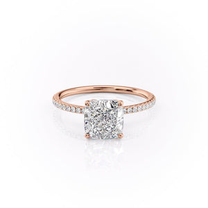 The Pave Lily Set  With A 4.5 Carat Cushion 14K Rose Gold Moissanite