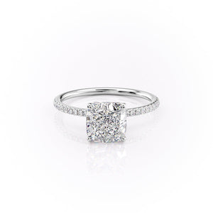 The Lily Set With A 2 Carat Cushion 14K White Gold Lab Diamond