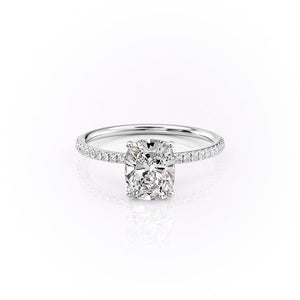 The Pave Lily Set With A 3 Carat E. Cushion 18K White Gold Lab Diamond