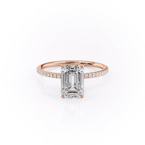 The Lily Set With A 1 Carat Emerald 14K Rose Gold Lab Diamond