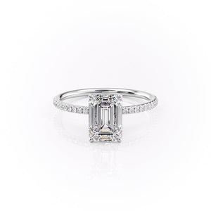 The Lily Set With A 2 Carat Emerald 14K White Gold Lab Diamond