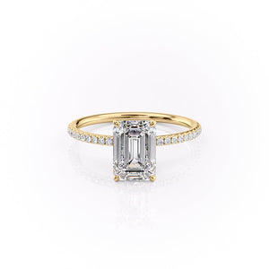The Lily Set With A 1.5 Carat Emerald 18K Yellow Gold Lab Diamond