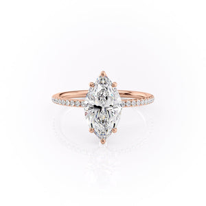 The Lily Set  With A 3.5 Carat Marquise 14K Rose Gold Moissanite