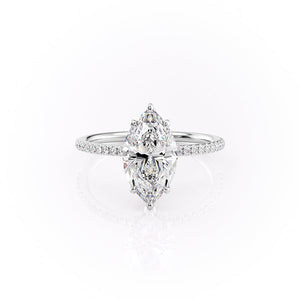 The Lily Set With A 1.5 Carat Marquise 14K White Gold Lab Diamond