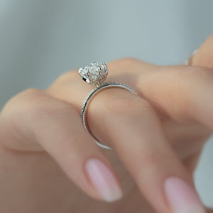 The Pave Lily Set  With A 5 Carat Marquise 14K White Gold Moissanite