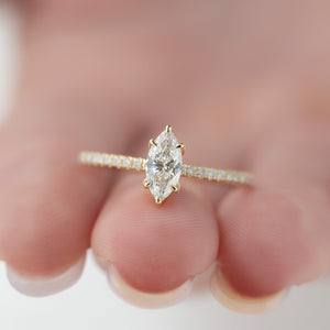 The Pave Lily Set  With A 5 Carat Marquise 18K Yellow Gold Moissanite